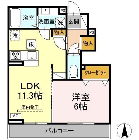 CASAVOLVER IIIV V(1LDK/1階)の間取り写真