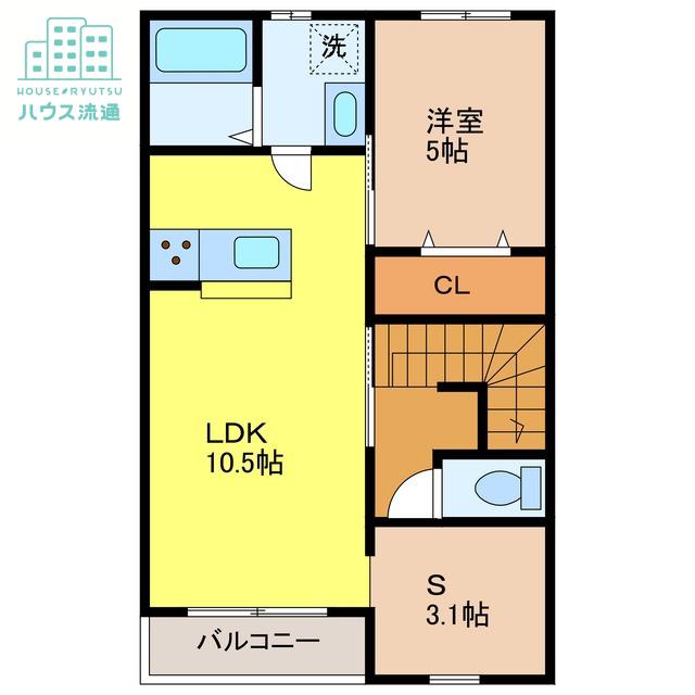 エスカレントみやきII(1SLDK/2階)の間取り写真