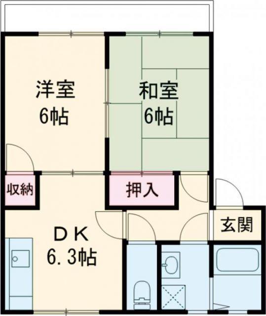 アーバンハイツA(2DK/2階)の間取り写真