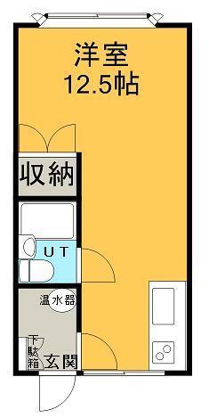 秋山ハイツ2(ワンルーム/1階)の間取り写真