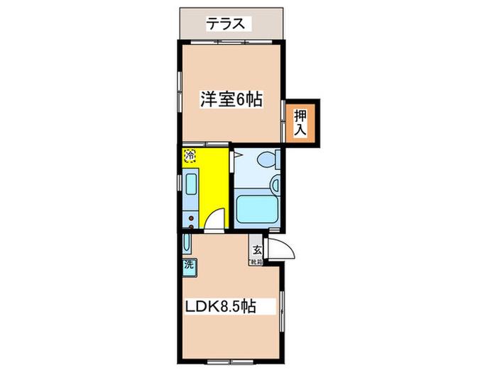 野方リトルハイツ(1LDK/1階)の間取り写真