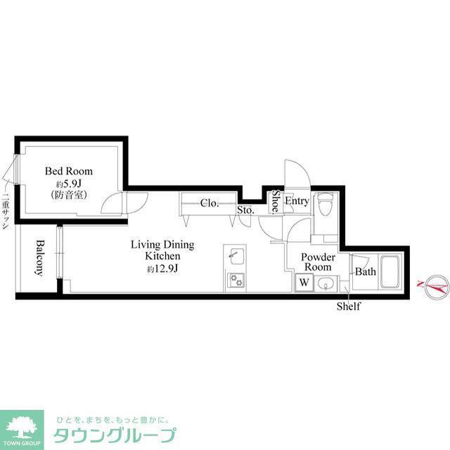 プレアスヴェルタ三ノ輪(1LDK/2階)の間取り写真