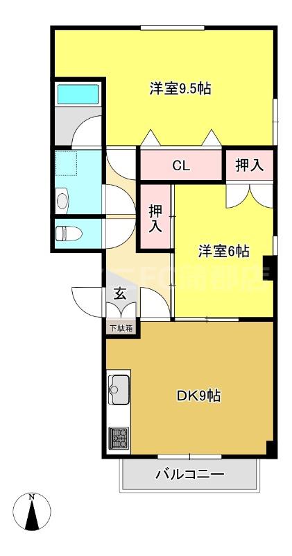 アーバンハイツウインド(2DK/3階)の間取り写真