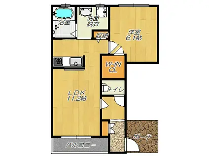 ヴェルデグランデⅠ(1LDK/1階)の間取り写真