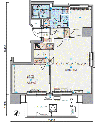 リヴシティ一番町(1LDK/12階)の間取り写真
