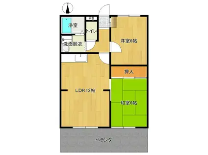 サンハイツ末広(2LDK/3階)の間取り写真