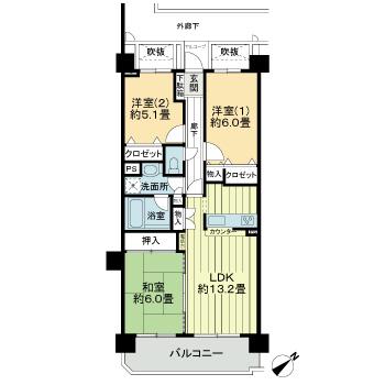 ライオンズマンション泉中央第2(3LDK/4階)の間取り写真