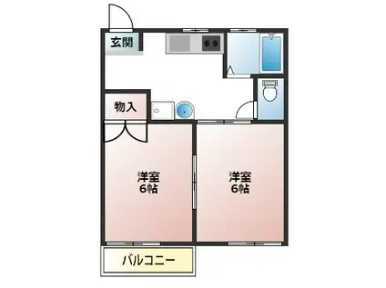 ファミール図景I(2DK/2階)の間取り写真