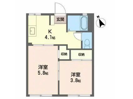 タウニィ本通(2K/1階)の間取り写真