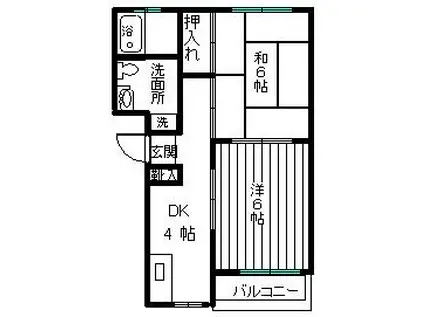 ナウハウス(2DK/2階)の間取り写真