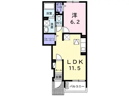 カーサ チェーロ II(1LDK/1階)の間取り写真