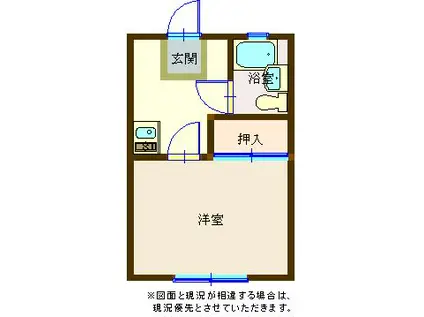 シーサイドテラス長谷(1K/2階)の間取り写真