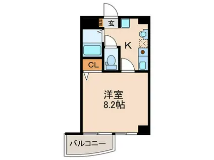 グローリーステージ博多(1K/6階)の間取り写真