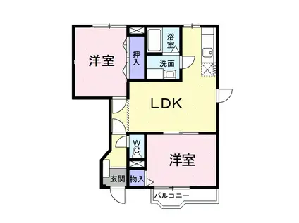 シャトーKINKI A棟(2LDK/1階)の間取り写真