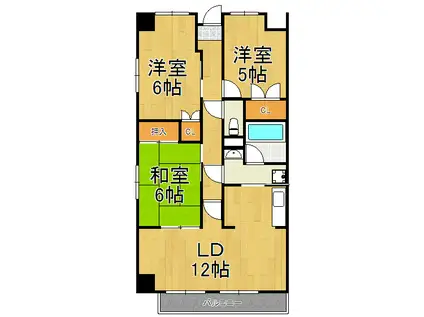 武庫之荘グリーンマンション(3LDK/1階)の間取り写真