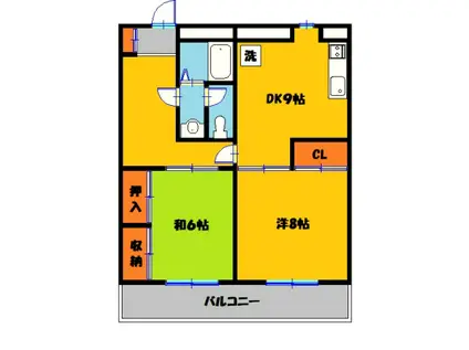 アイムビル(2DK/2階)の間取り写真