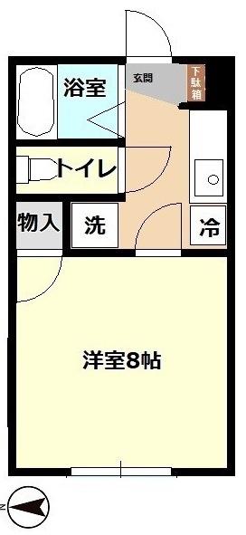 アルカディア総社(1K/1階)の間取り写真