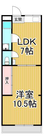 仁川コーポA棟(1LDK/4階)の間取り写真