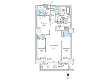 ロイジェントパークス押上錦糸町(3LDK/6階)の間取り写真