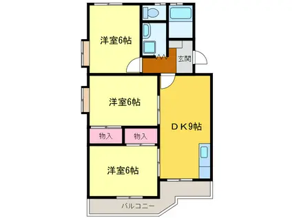 サンバークレー(3DK/1階)の間取り写真