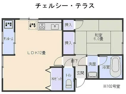 チェルシー・テラス(1LDK/1階)の間取り写真