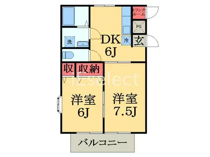 ミレーニア(2DK/3階)の間取り写真