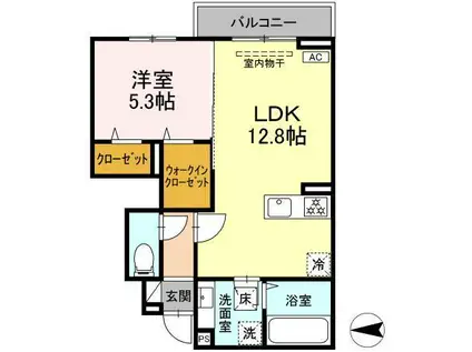 D-ROOM川北(1LDK/1階)の間取り写真
