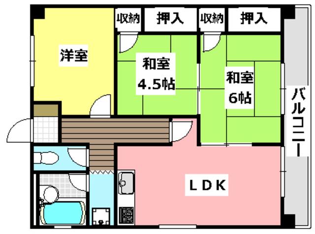 リビース音(3DK/3階)の間取り写真