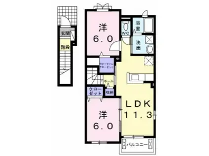 レーブ・サムケット II(2LDK/2階)の間取り写真