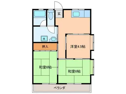 コーポ古市(3DK/2階)の間取り写真