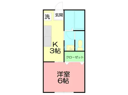 サンライフK(1K/2階)の間取り写真