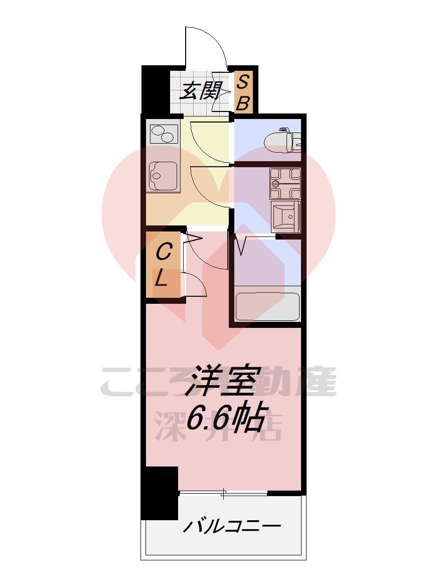 S-RESIDENCE堺浜寺BROAD(1K/7階)の間取り写真