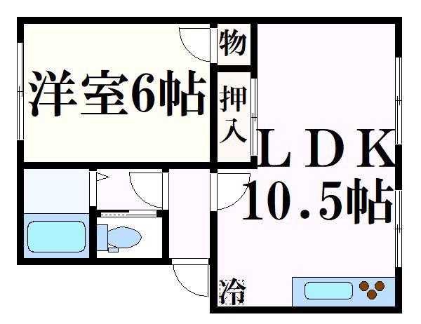 ファミリーハイツ(1LDK/2階)の間取り写真