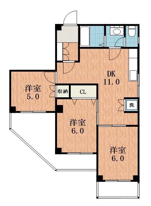 桃ヶ池第一マンション(3LDK/1階)の間取り写真