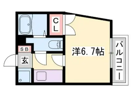 ジュネス白国(1K/3階)の間取り写真