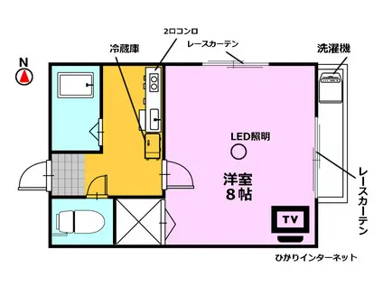 コーポフォレスト 家電付(1K/2階)の間取り写真