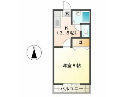 カーレジII(1K/1階)の間取り写真