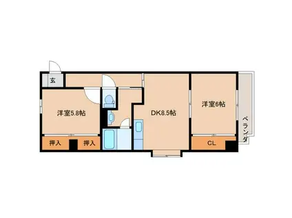 リンツIII(2DK/4階)の間取り写真