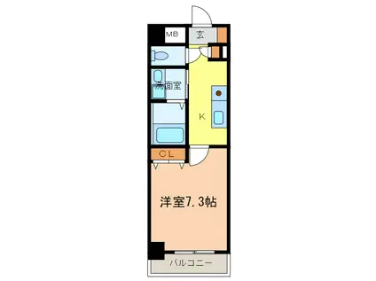 カタヤビル(1K/6階)の間取り写真
