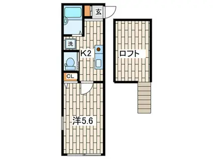 ランドマーク(1K/1階)の間取り写真