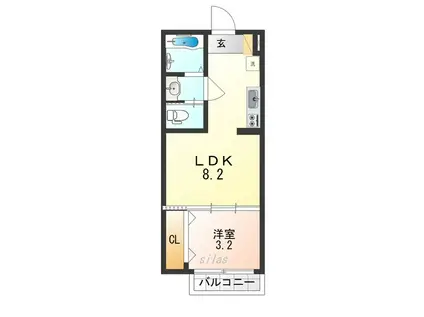 CASA南巽ウエスト(1LDK/2階)の間取り写真