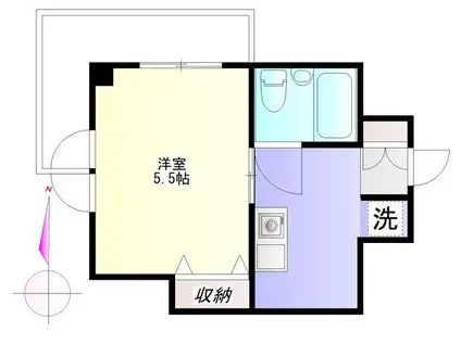グレイシャス国立(1K/2階)の間取り写真