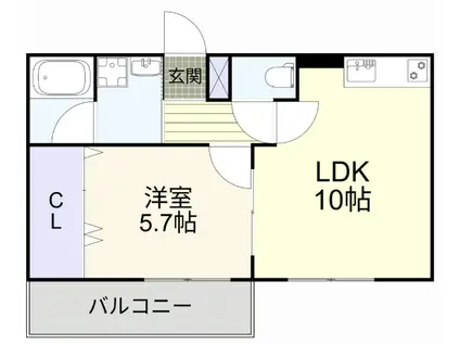 ルポ田原23(1LDK/3階)の間取り写真