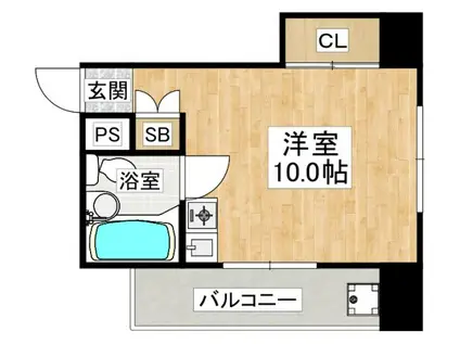 NOBSUN海岸通(ワンルーム/3階)の間取り写真