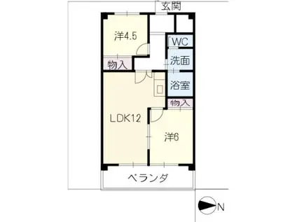 ベルトピア鈴鹿ONE(2LDK/3階)の間取り写真