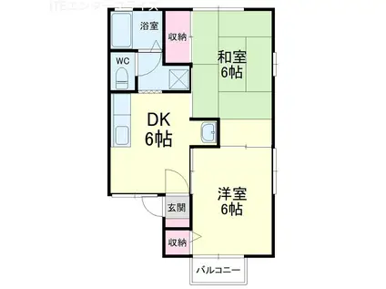 リヴェールエレガンA(2DK/2階)の間取り写真