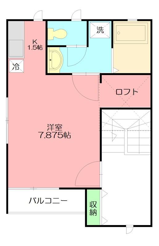栄町花水木 A棟(ワンルーム/2階)の間取り写真