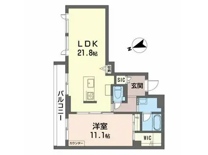 シャーメゾンコア大手町(1LDK/2階)の間取り写真