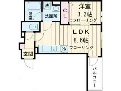 ALEGRIA住道 サウス(1LDK/3階)の間取り写真