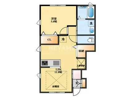 AMAZING今村 A棟(1LDK/1階)の間取り写真